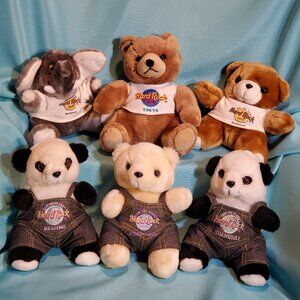 Hard Rock Cafe Plush Lot of 6 Bangkok ~ Tokyo ~ Beijing ~ Singpore ~ Shanghai
